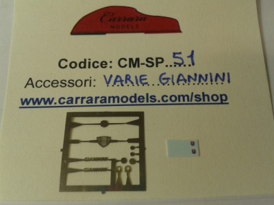 CM-SP51 set Mascherina tipo fiat 500 e giannini in fotoincisione scritta + griglia + decals - scala 1:43